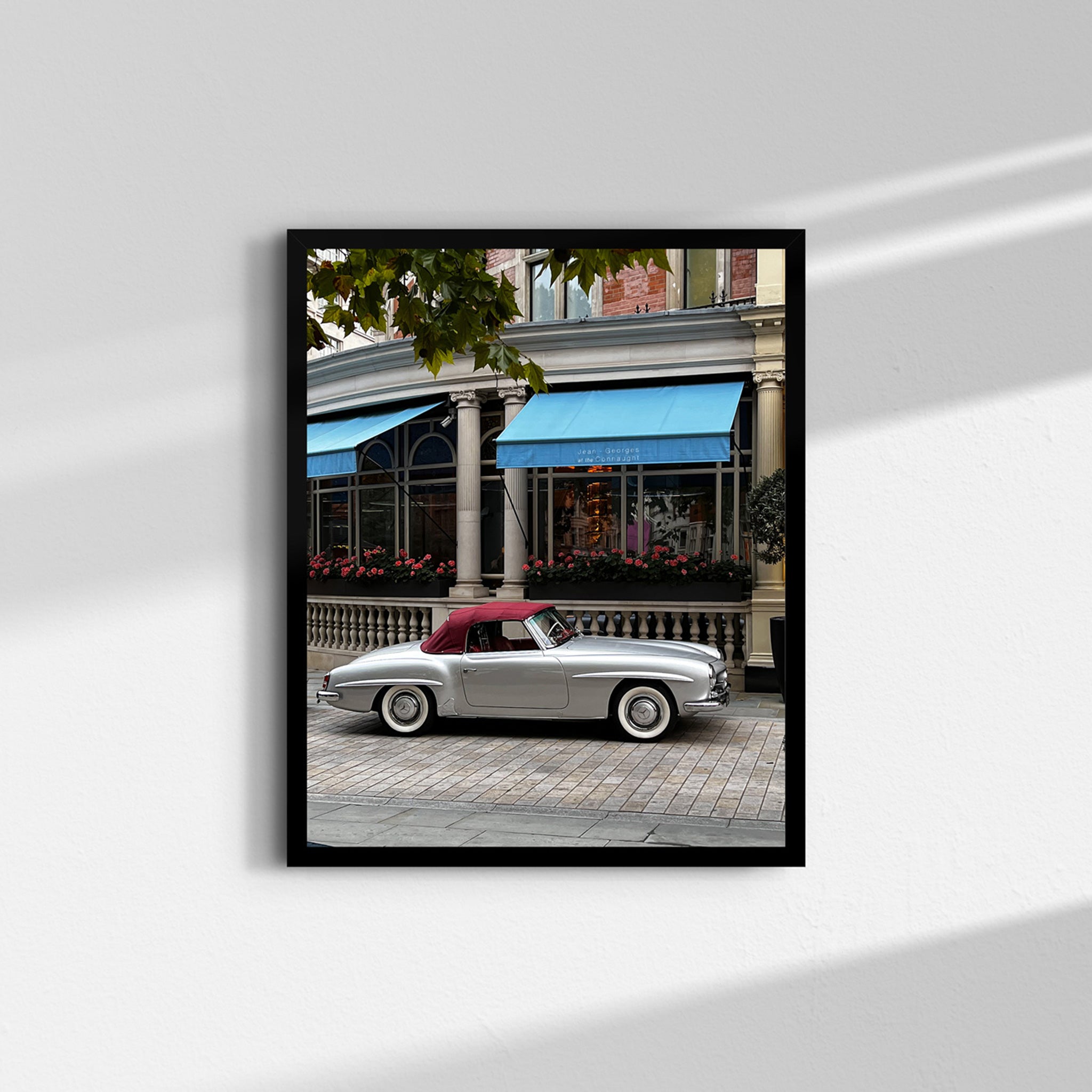 Mercedes Benz 190 SL classic car fine art print photographed in Mayfair, London